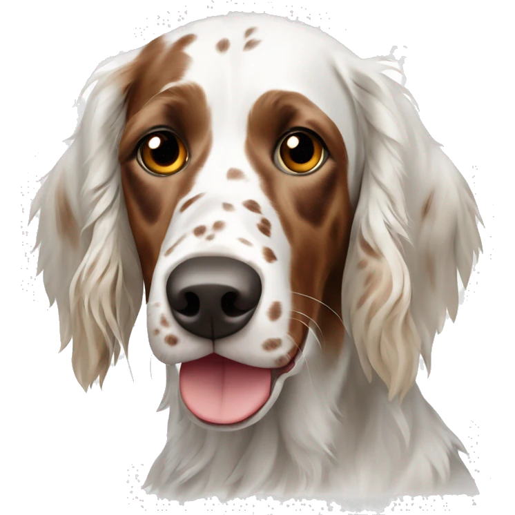 White and Brown english setter with Brown ear  emoji