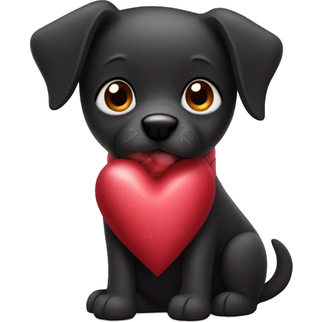Black dog wrapped in valentine   emoji