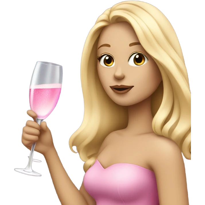 Pretty blonde lady with long hair drinking pink champagne emoji