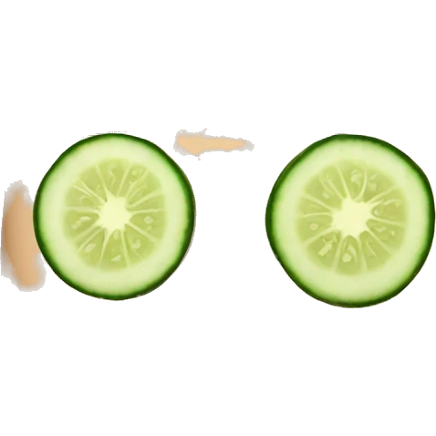 man with slices of cucumber over his eyes emoji