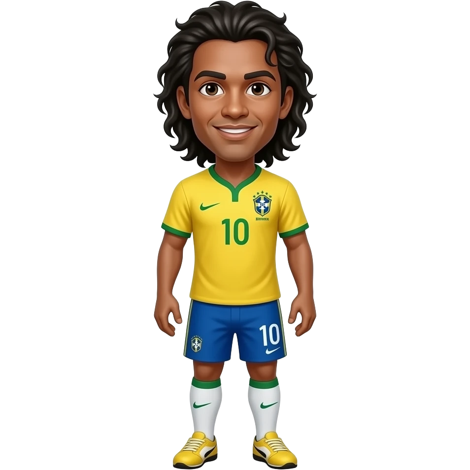 I want to create Ronaldinho Gaucho full body Brazil shirt and with the number 10 and long hair emoji