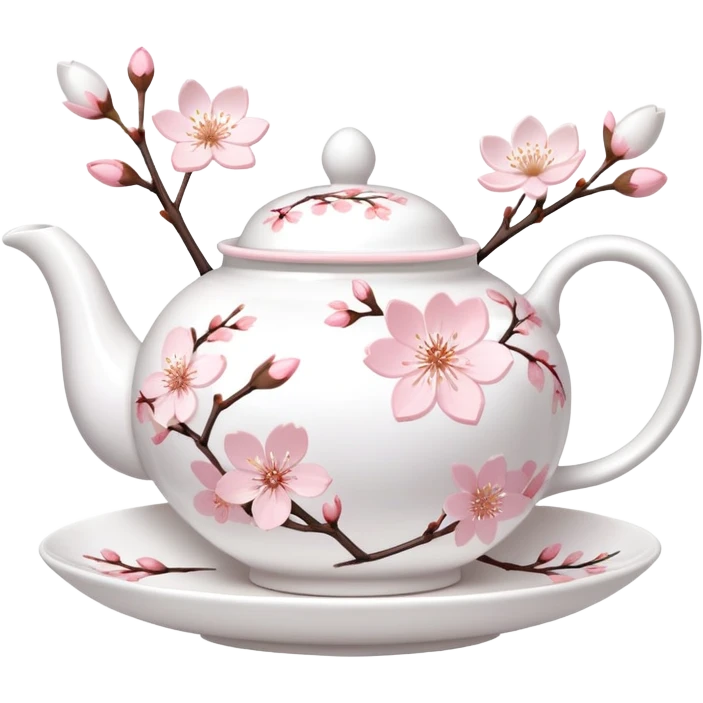 Cute Pastel pink and white Cherry Blossom Sakura Tea Porcelain Set emoji