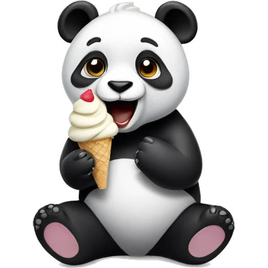 Panda eating ice cream emoji