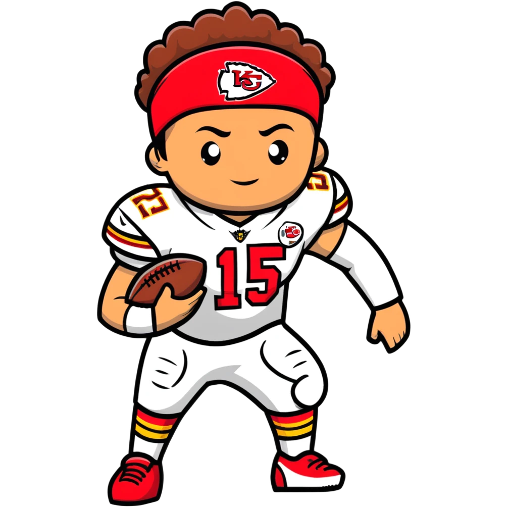 Patrick Mahomes, Kansas City Chiefs quarterback with headband and uniform emoji