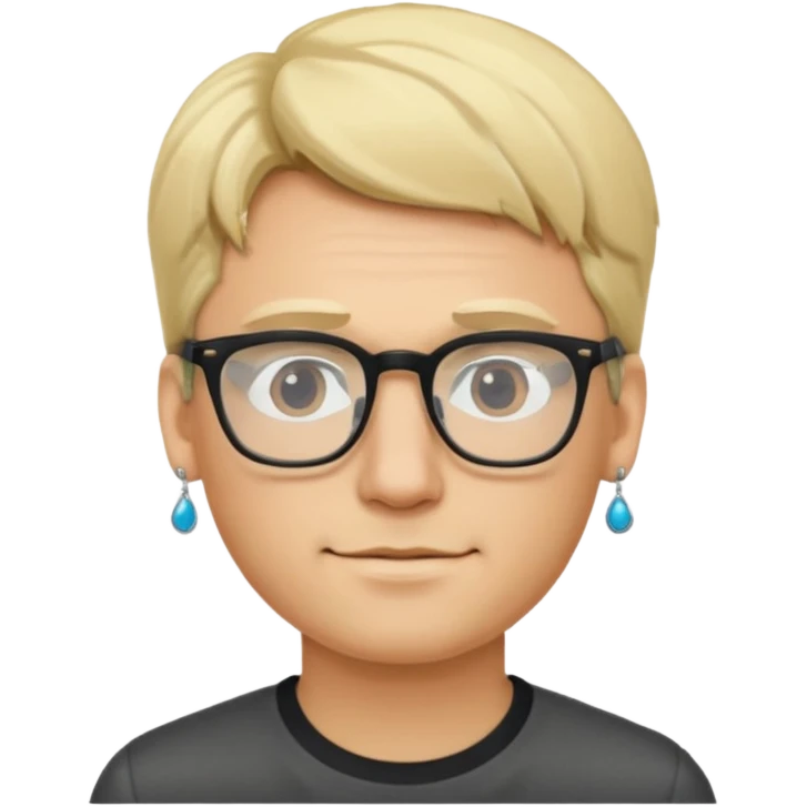 blond earringed wearing glassess with no beard man emoji