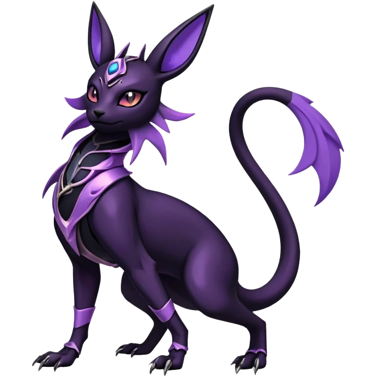 Shiny Dark Edgy Gothic Gloomy Futuristic Salandit-Umbreon-Espeon-Anubis-Hybrid (Full body) emoji