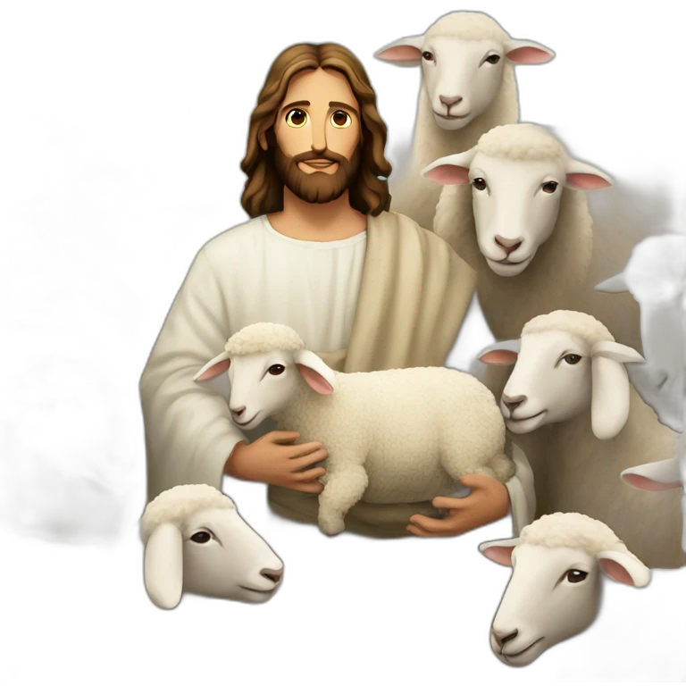 Jesus with sheep emoji