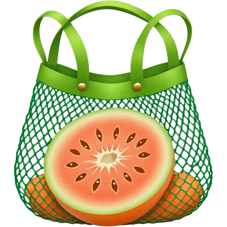 net bag,  mesh storage bag, tote bag, stored with melon it has two knited handles as bag itself emoji