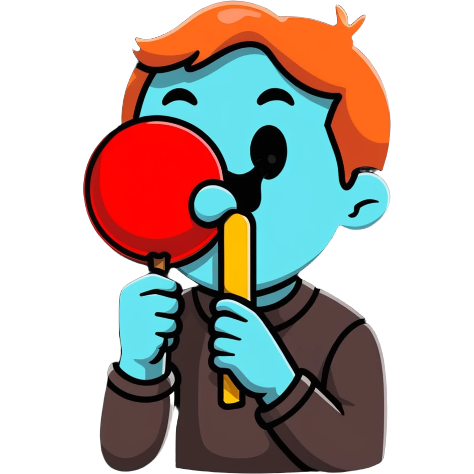 Man licking lollipop emoji