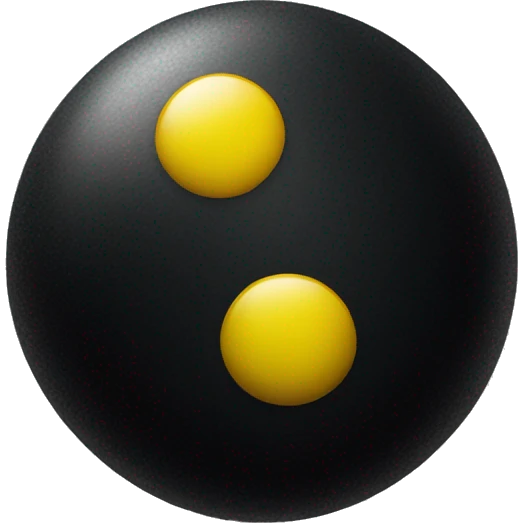 dark black rubber ball with only two yellow dots emoji