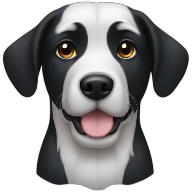 completely black dog with a white chest and floppy ears emoji