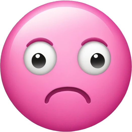round pink blob with cute face emoji