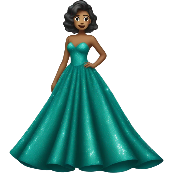 teal glittery prom dress emoji