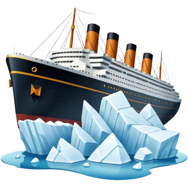 The Titanic hitting a iceberg emoji