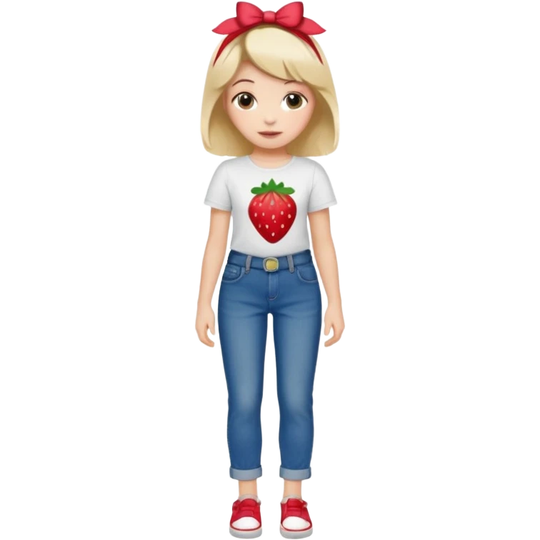 Strawberry shortcake human girl full body and legs with a strawberry barrette on her hair without a cake emoji