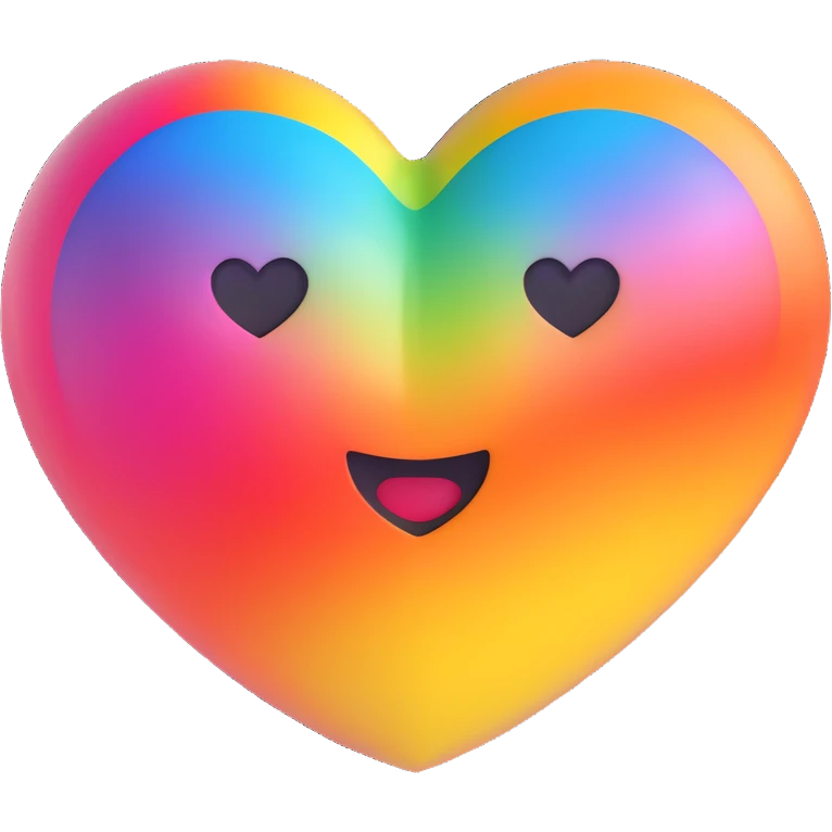 3D emoji style rainbow gradient heart, glossy and vibrant emoji