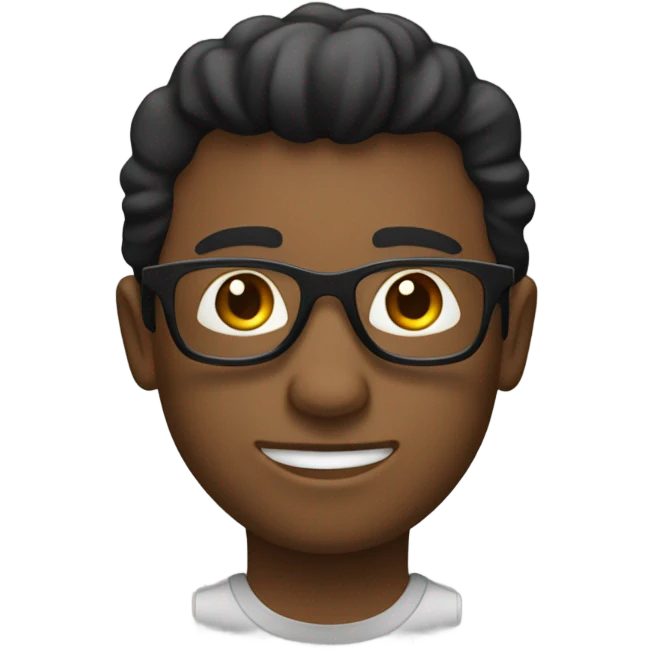 un chico negro con pelo corto y gafas emoji