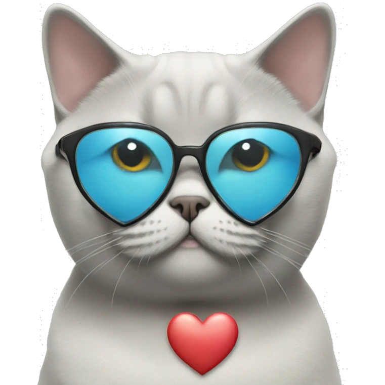 British shorthair cat with heart glasses  emoji