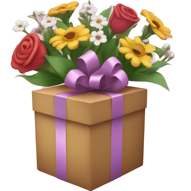 Gift and flowers emoji