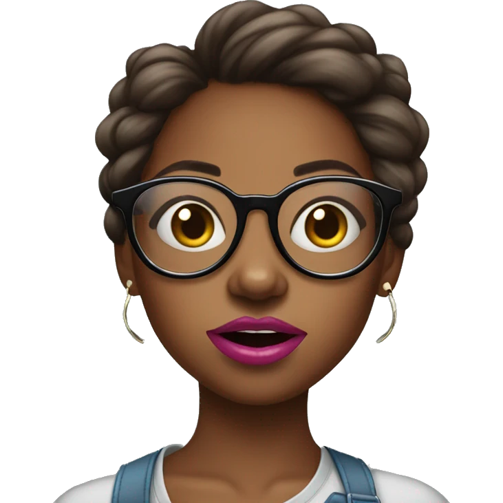 Sassy brown skin girl with glasses blowing bubble gum emoji