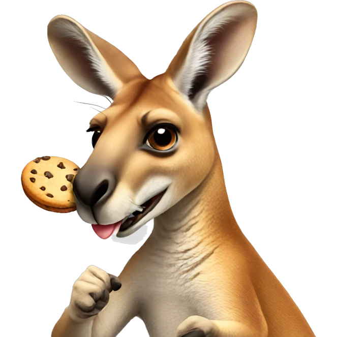 Kangaroo eating a cookie emoji