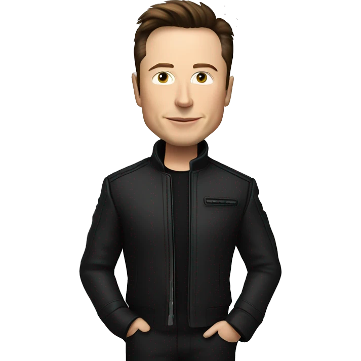 Elon musk with black spaceX collarless jacket emoji