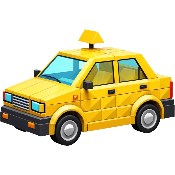 3D render of Low-Poly Car, digital glitch art aesthetic, data corruption visual, blocky vehicle made of bright yellow triangles, pixelated distortion, emoji style, isolated on white background --v 6.0. emoji