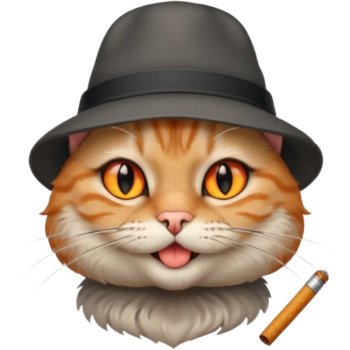 Smirking cat with cigarette and hat emoji