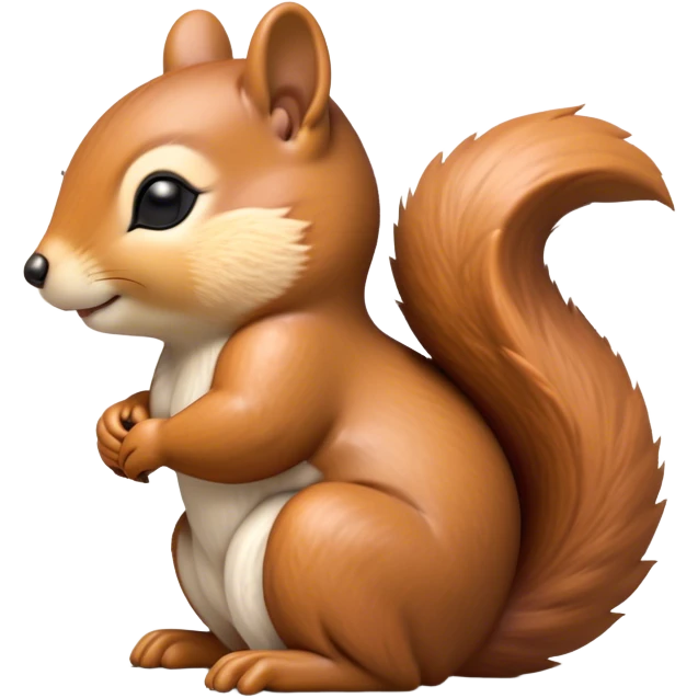 Beautiful and Majestic Squirrel Portrait Emoji, Head and body rendered in serene repose with a gentle, content smile and softly closed eyes, showcasing a delicately textured, bushy-tailed form and perky little ears, Simplified yet exquisitely endearing features, highly detailed, glowing with a soft, drowsy woodland light, high shine, relaxed and utterly enchanting, stylized with an air of timeless forest majesty, soft glowing outline, capturing the essence of a beautiful and majestic squirrel that embodies the pure charm of nature! emoji
