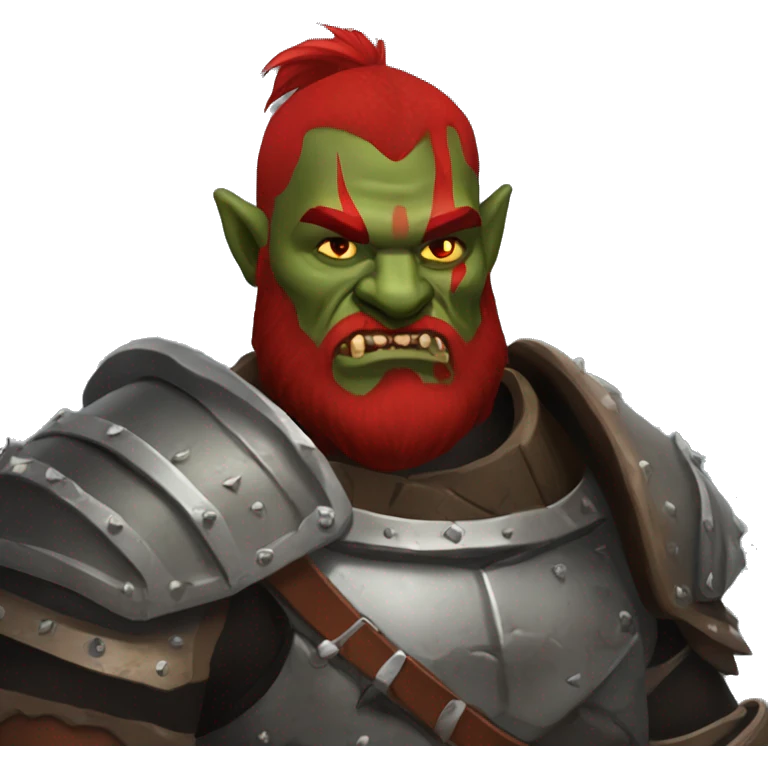 Armored Berserker orc with red beard & red mohican emoji