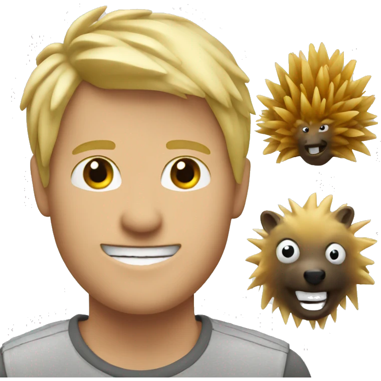 A blonde guy emoji and a porcupine emoji merged together emoji