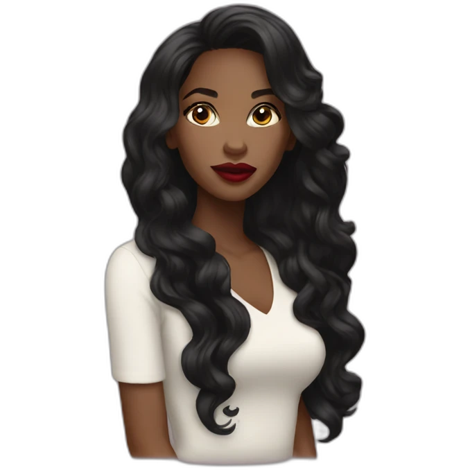 Beautiful Black women long hair lipstick emoji