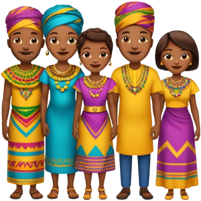 African parents in African attires, family group, emoji style emoji