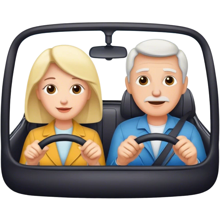 mom and dad in car driving emoji