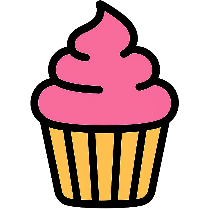 cupcake with pink icing, clean vector icon style emoji
