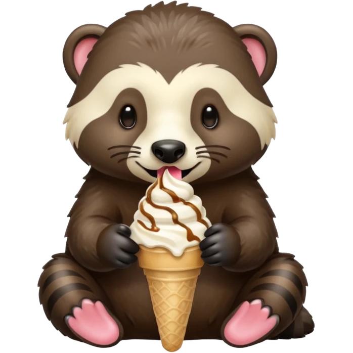 dondurma yiyen bal porsuğu emoji