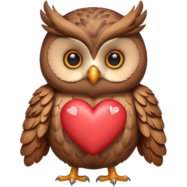 Owl holding hearts emoji
