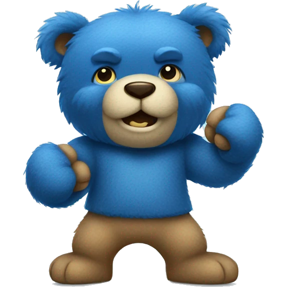 Strong Blue fuzzy bear wearing clothes giving a fist bump  emoji
