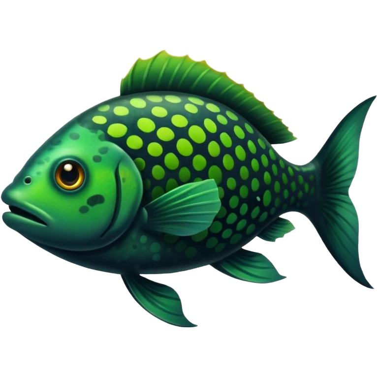 spotted fish black green emoji