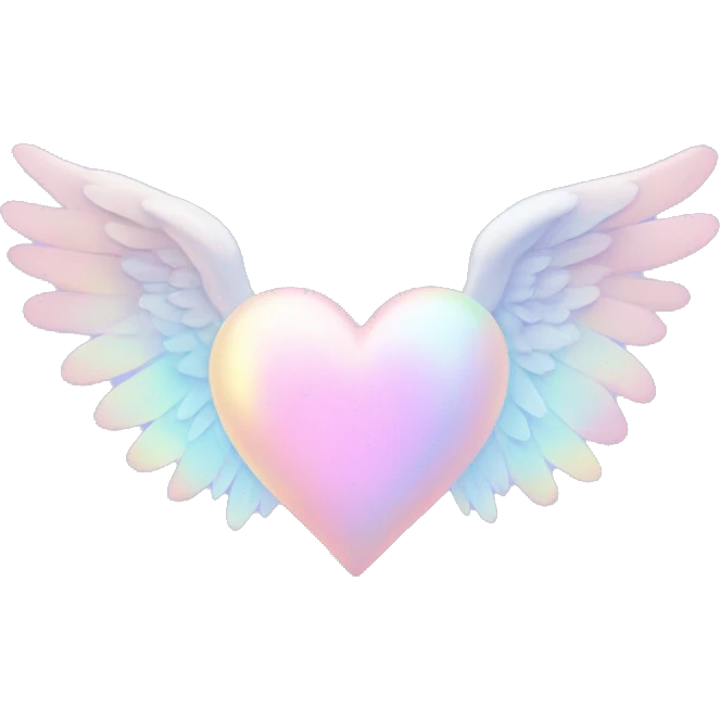 Pale pastel holographic heart with wings emoji