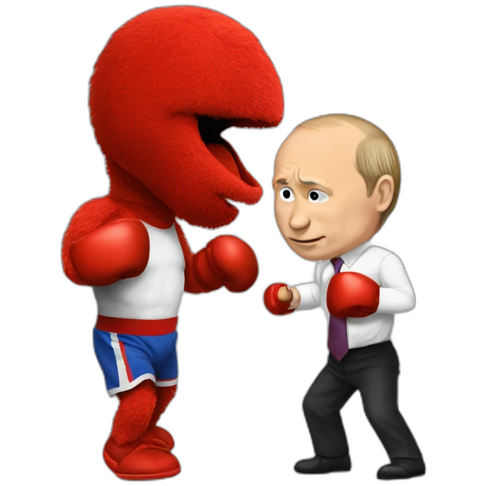 Vladimir Putin boxing Elmo emoji