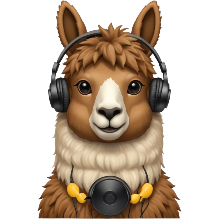 Una llama con unos cascos emoji