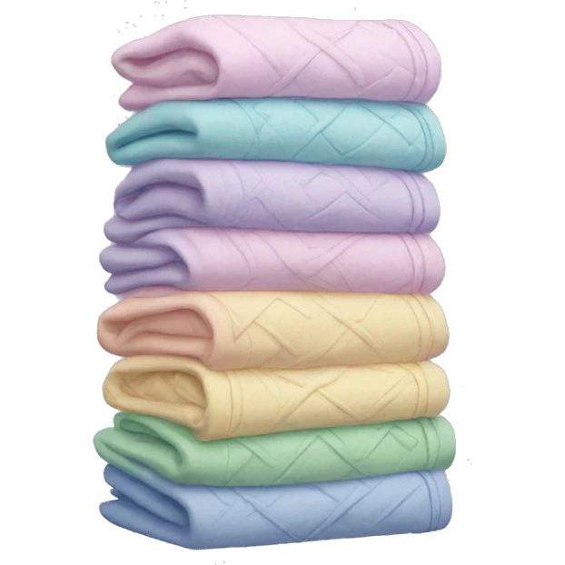 Stack of folded pastel hoodies with patterns emoji