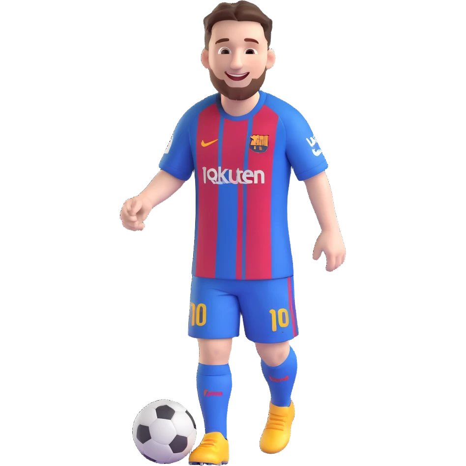 Messi smiling, clear expression, 3D style emoji