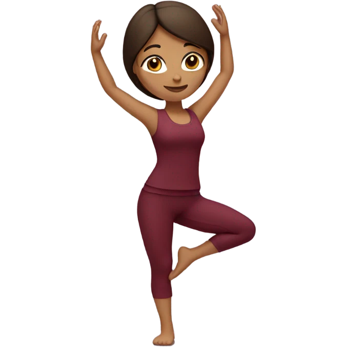 Brunette yoga girl burgundy clothes  emoji