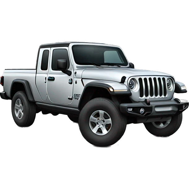 Realistic silver Jeep Gladiator truck. emoji
