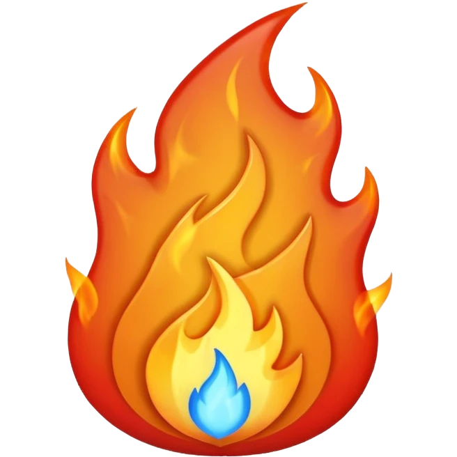 simple fire emoji flame with a blue center emoji