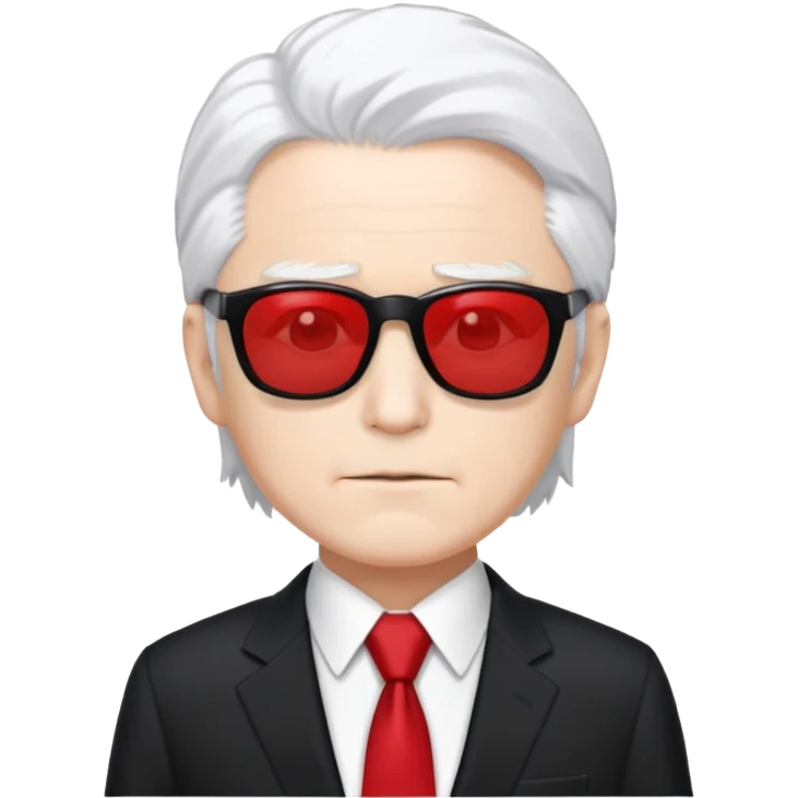 Satoru Gojo from Jujutsu Kaisen with white hair, black suit, red tie, and sunglasses emoji