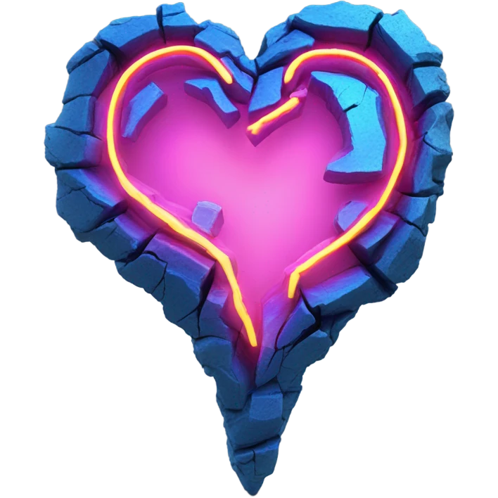 Blue neon broken heart emoji