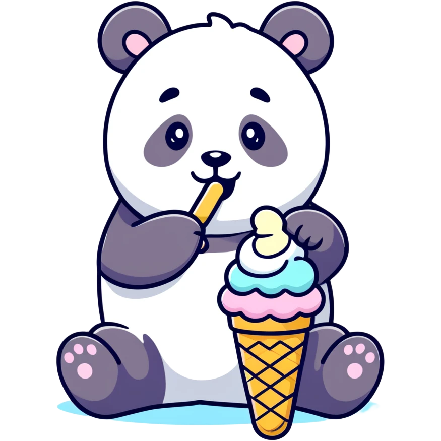 Panda eating ice cream emoji
